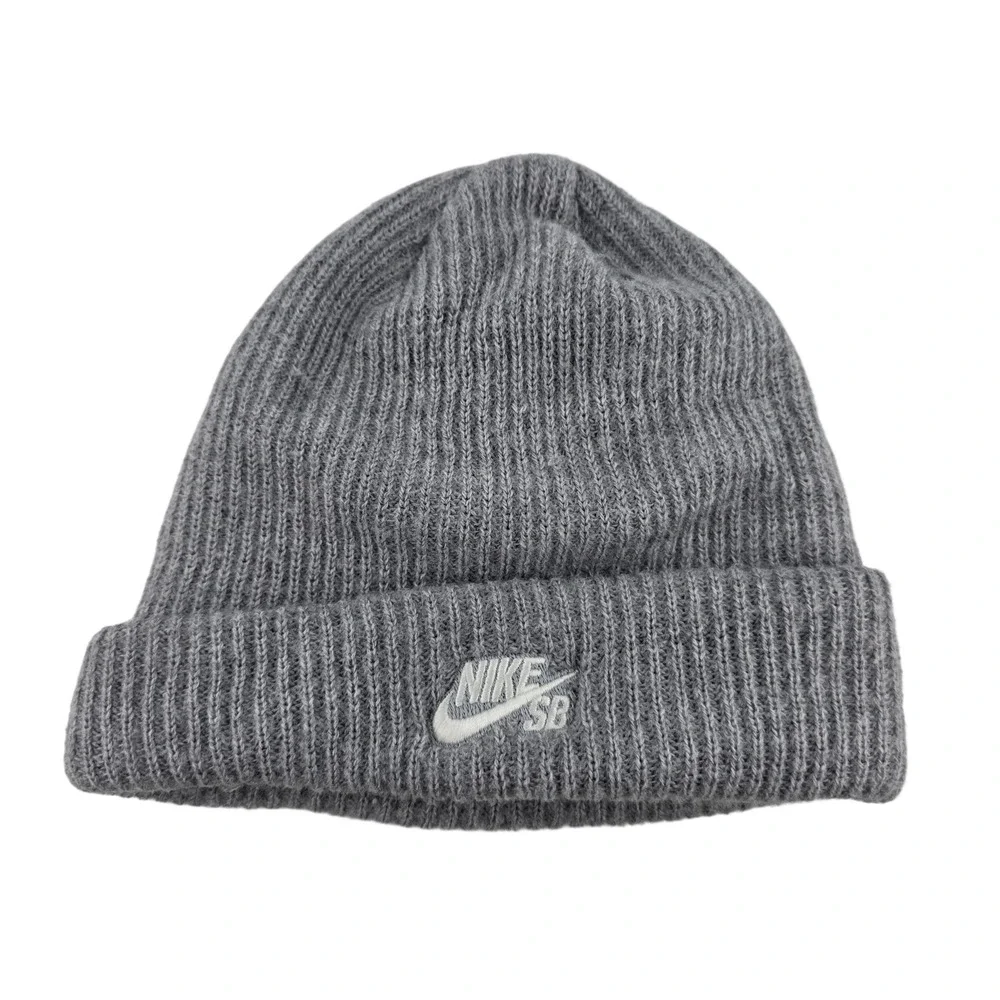 Nike SB Beanie Kids Ribbed Knit Embroidered Logo One Size Grey GOOD Skater Gorp